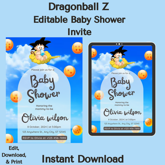 Dragon Ball Z Baby Shower Invitation