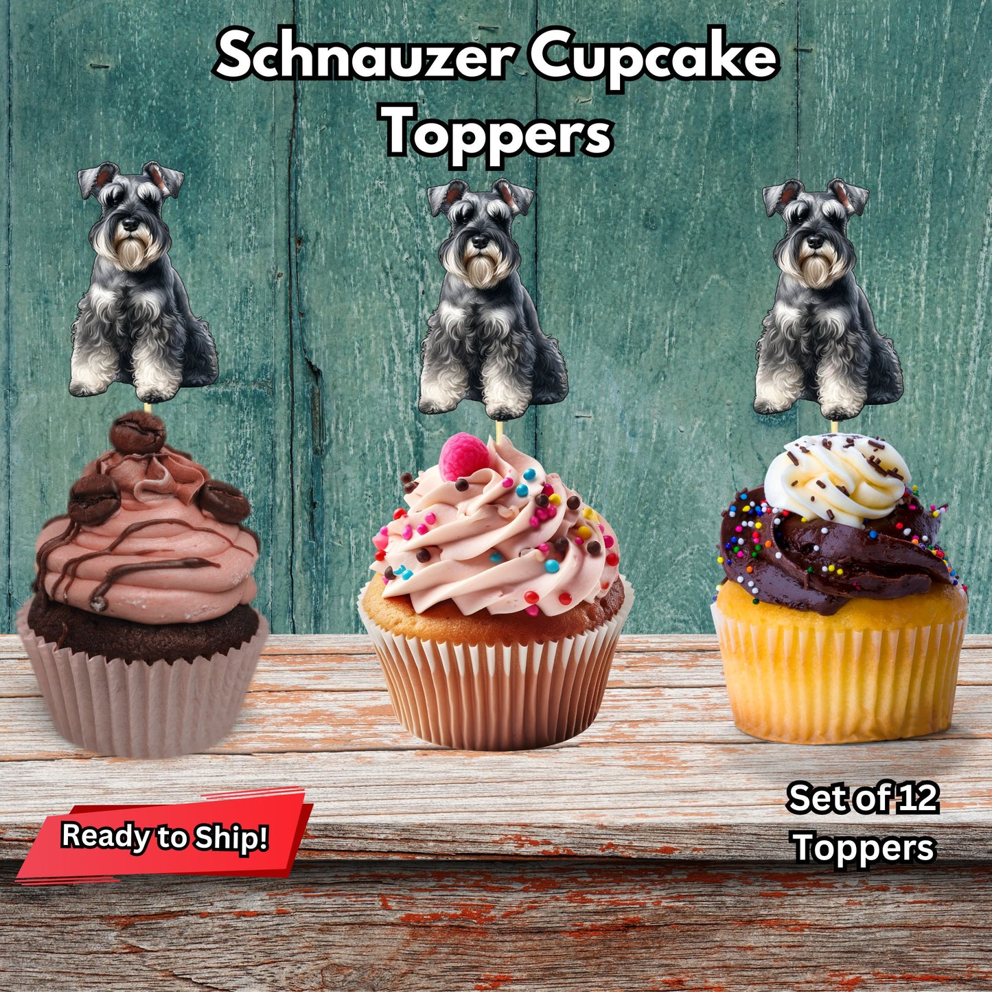 Schnauzer Cupcake Toppers