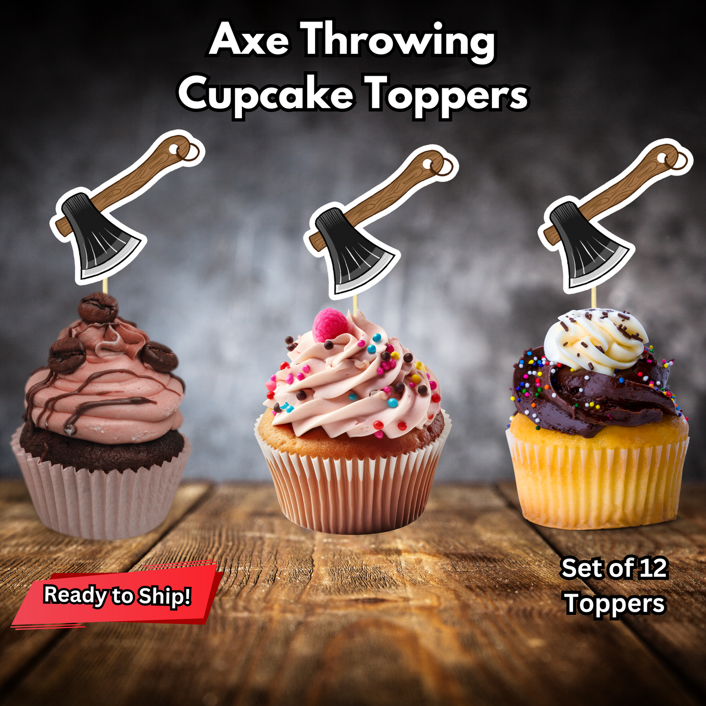 Axe Throwing Cupcake Toppers