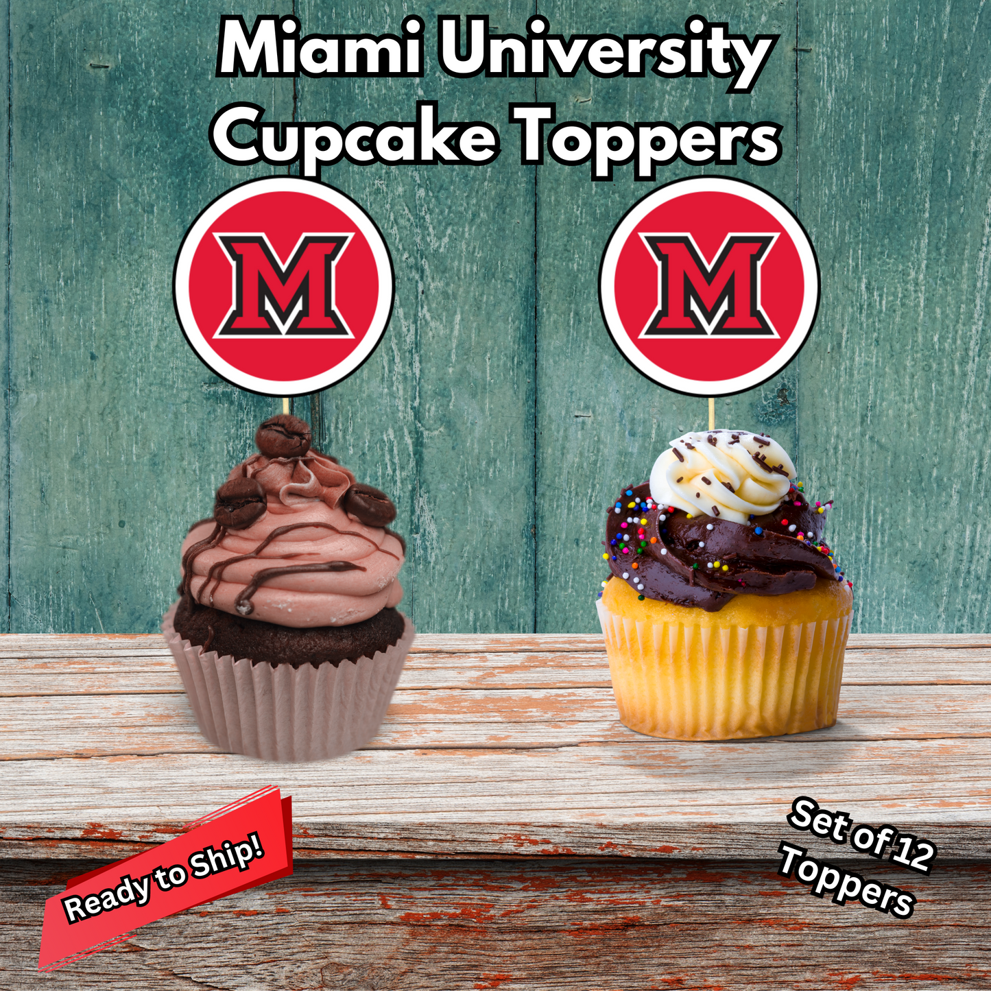 Miami University Cupcake Toppers