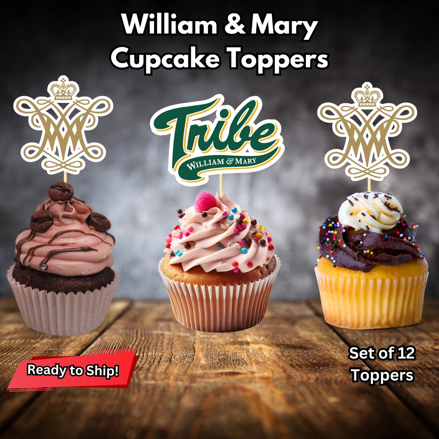 William and Mary Cupcake Toppers