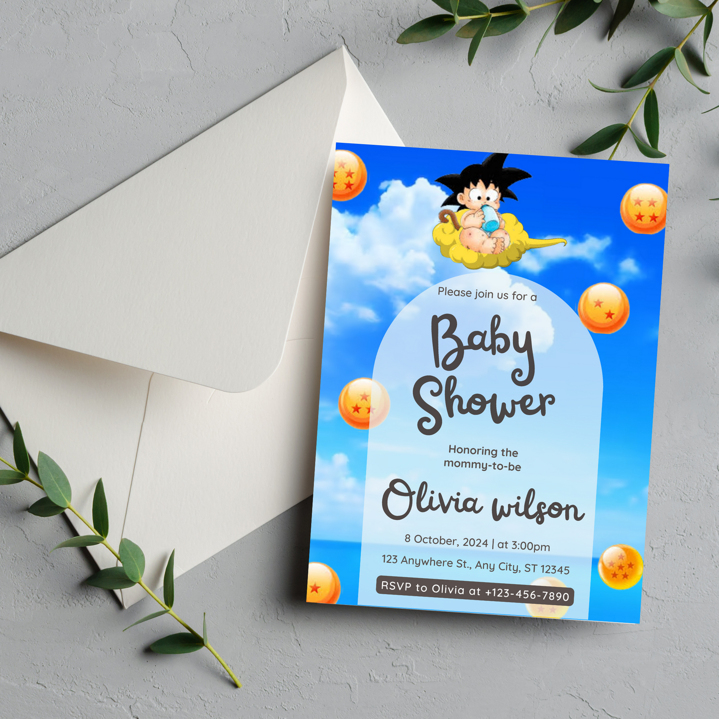 Dragon Ball Z Baby Shower Invitation