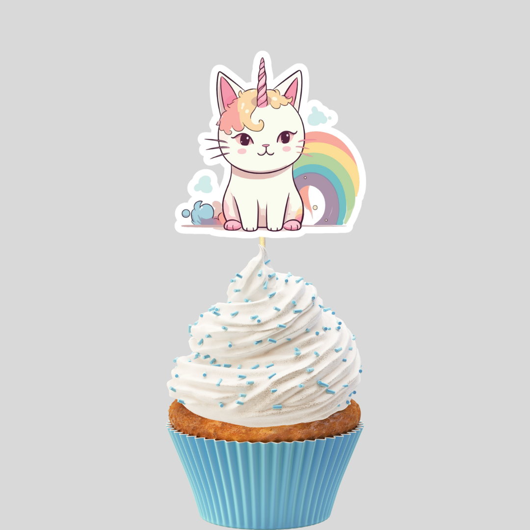 Cat Kitten Unicorn Cupcake Toppers