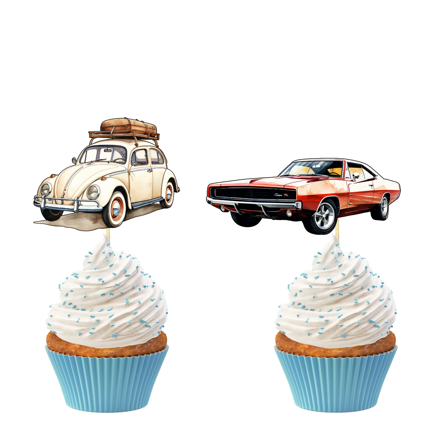 Classic Vintage Cars Cupcake Toppers