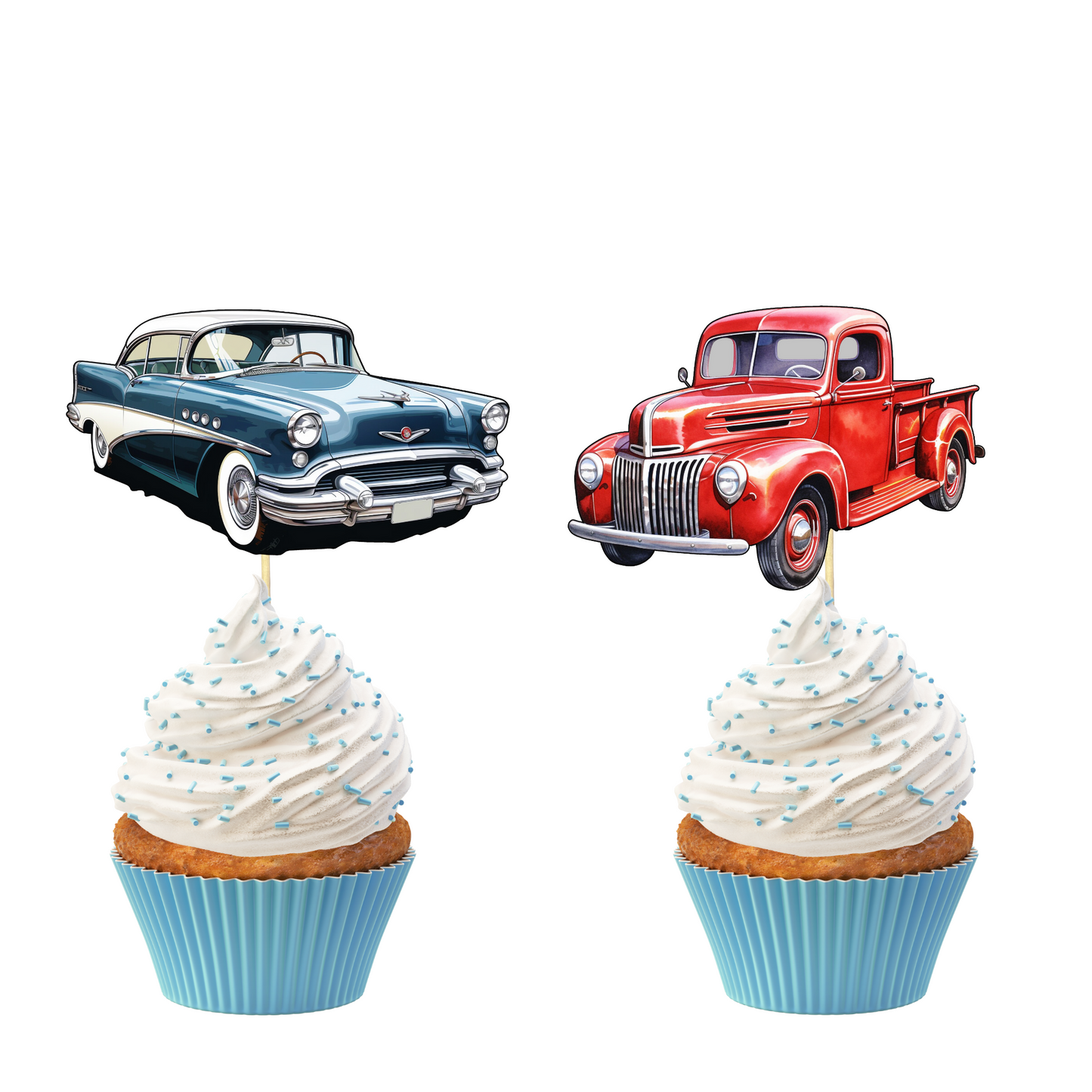 Classic Vintage Cars Cupcake Toppers