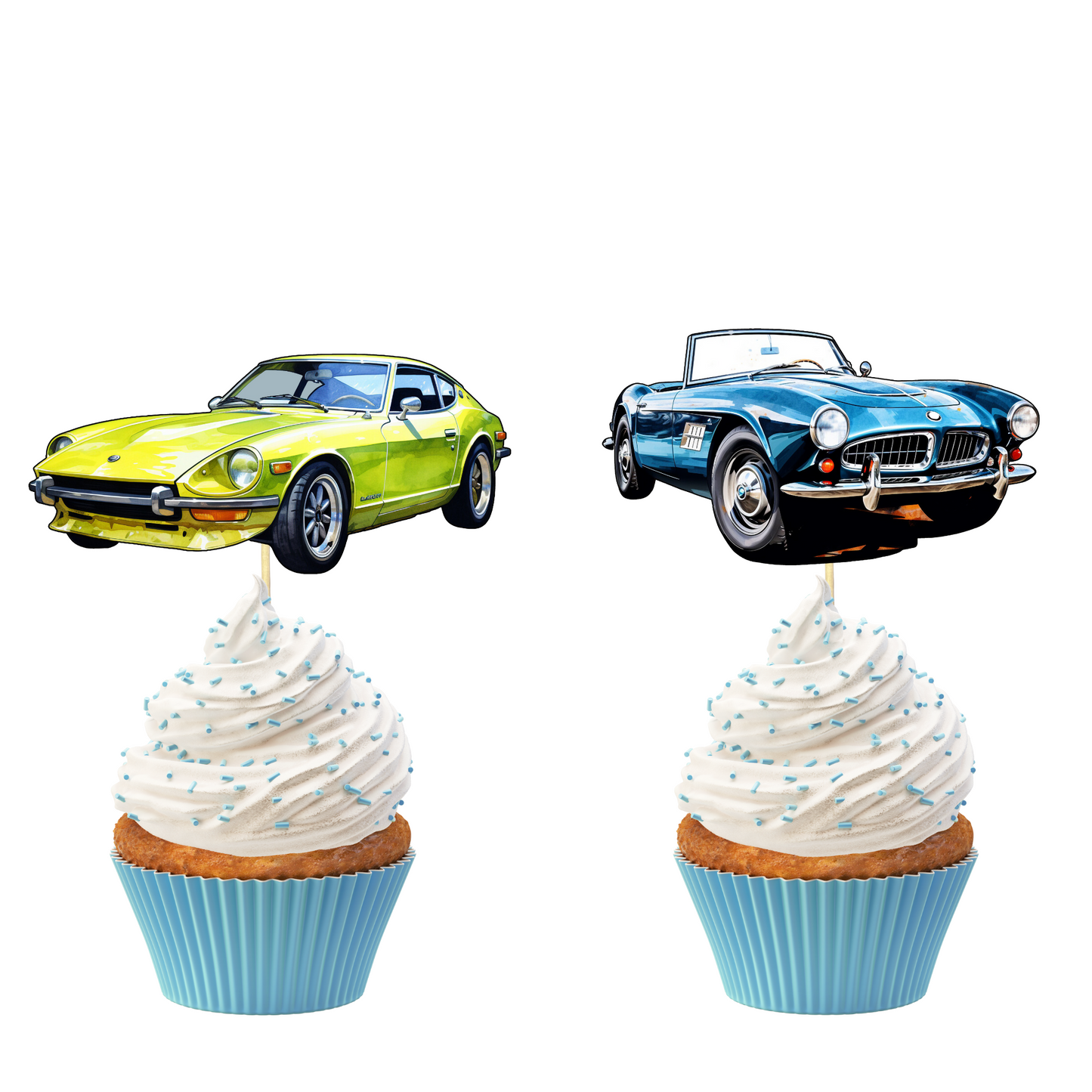 Classic Vintage Cars Cupcake Toppers