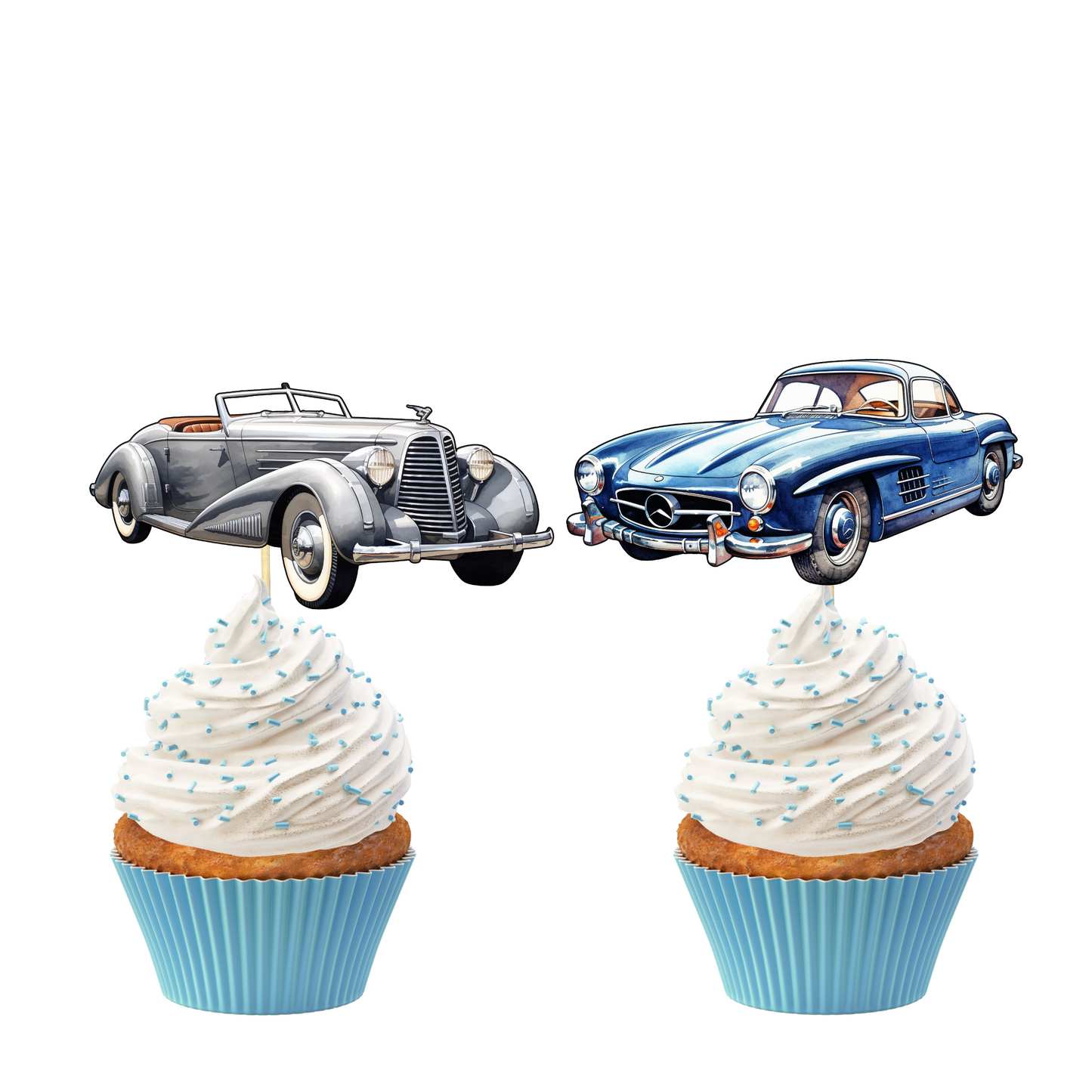 Classic Vintage Cars Cupcake Toppers