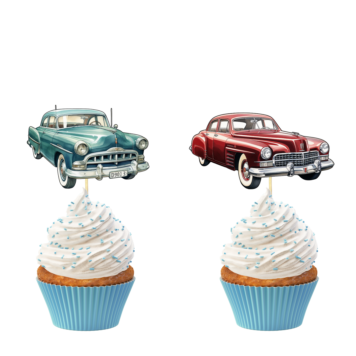 Classic Vintage Cars Cupcake Toppers