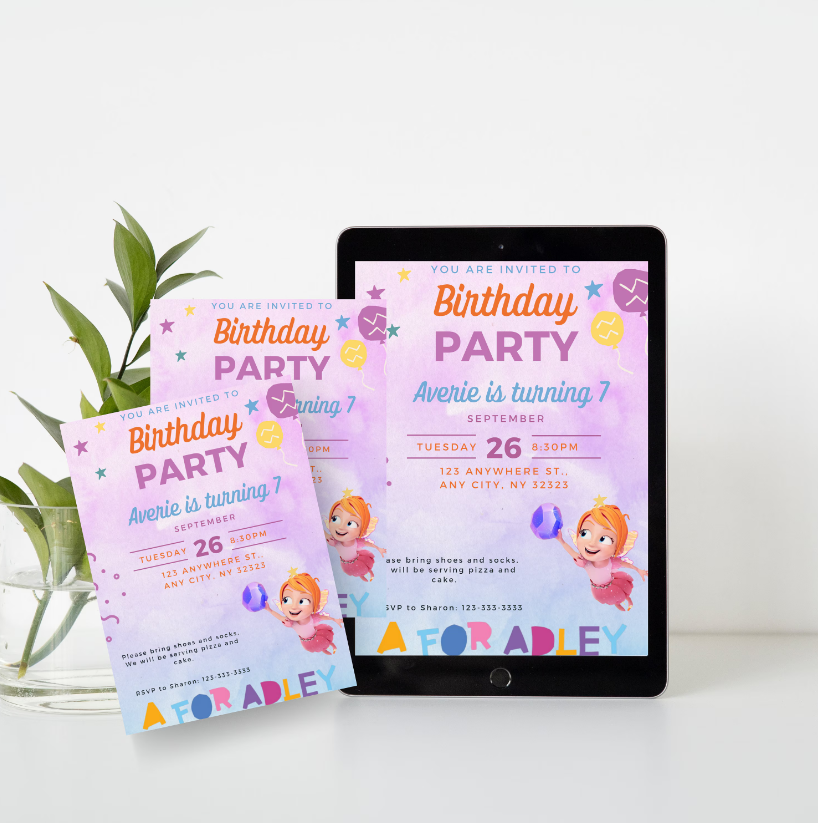 A for Adley Birthday Invitation