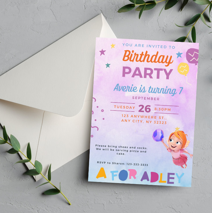 A for Adley Birthday Invitation