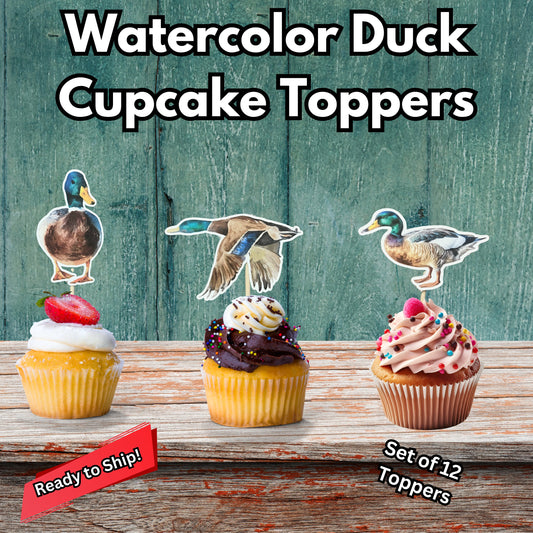 Watercolor Duck Cupcake Toppers