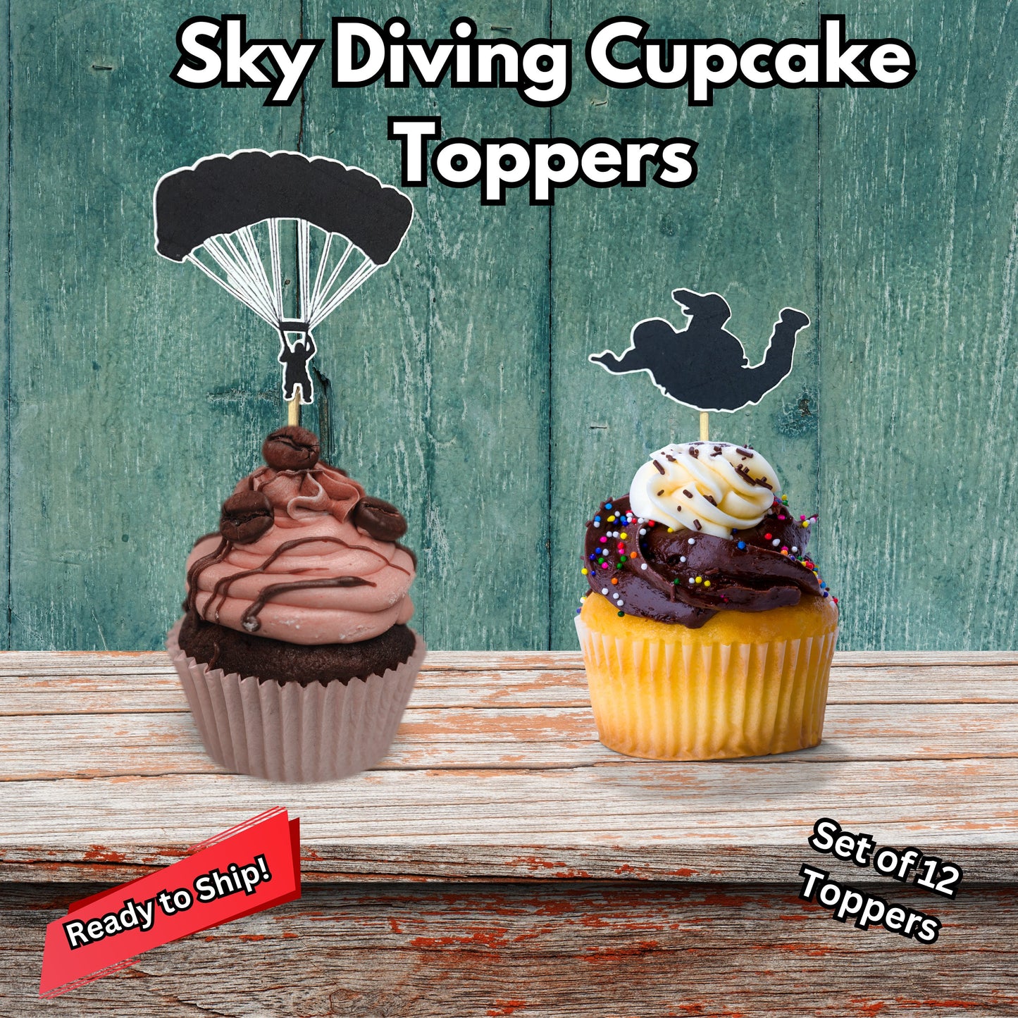 Sky Diving Cupcake Toppers