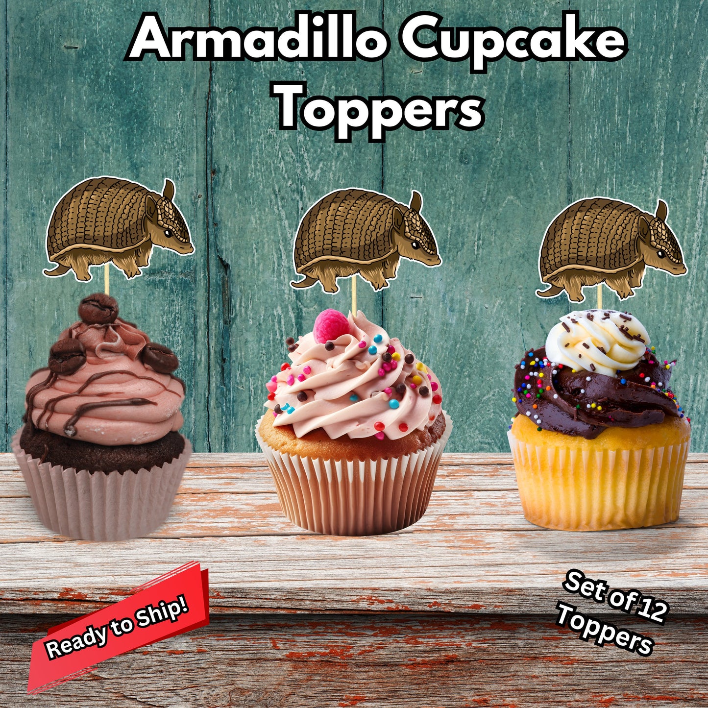 Armadillo Cupcake Toppers