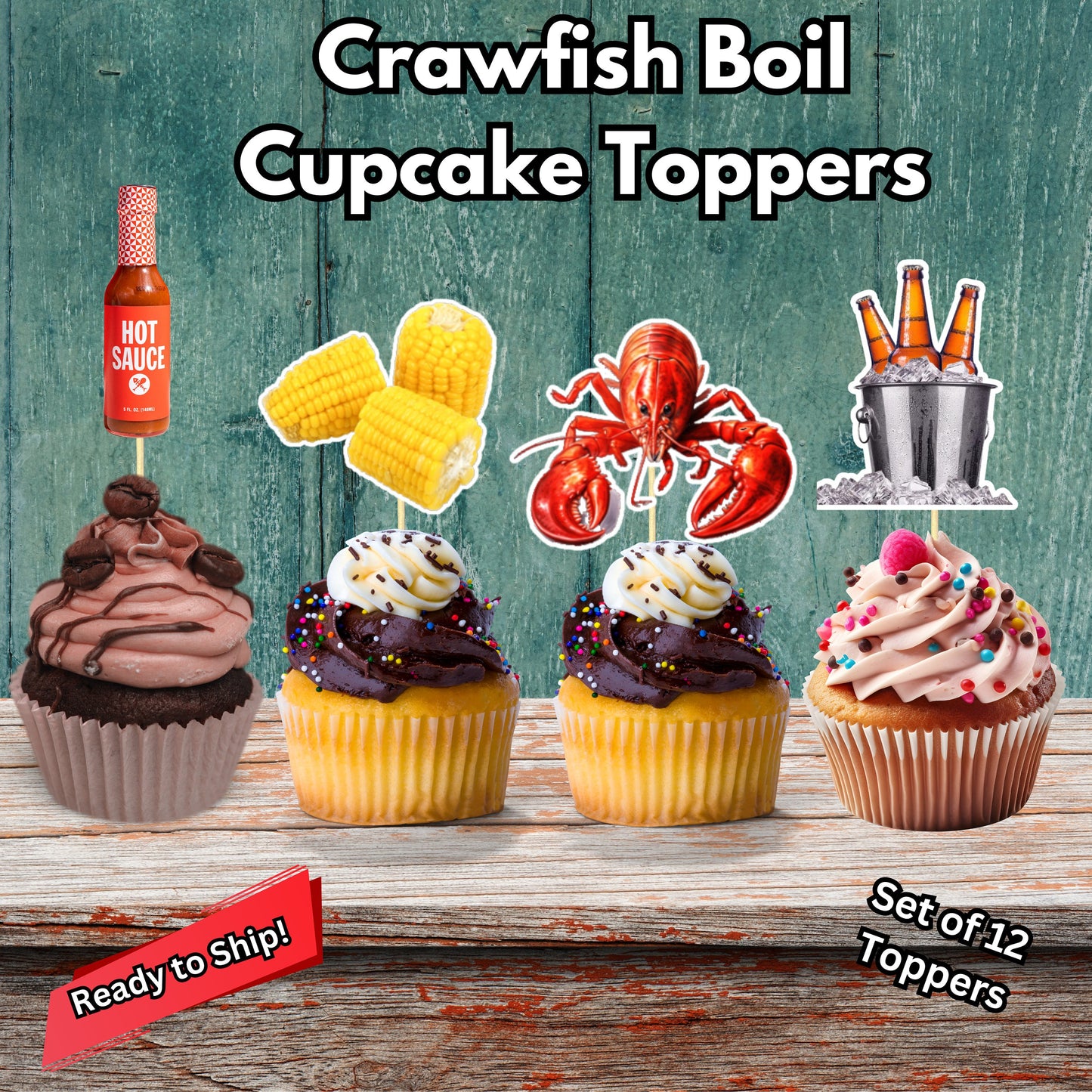 Crawfish Boil Cupcake Toppers