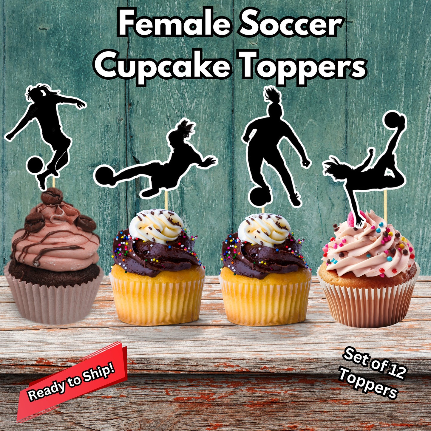 Female Soccer Cupcake Toppers