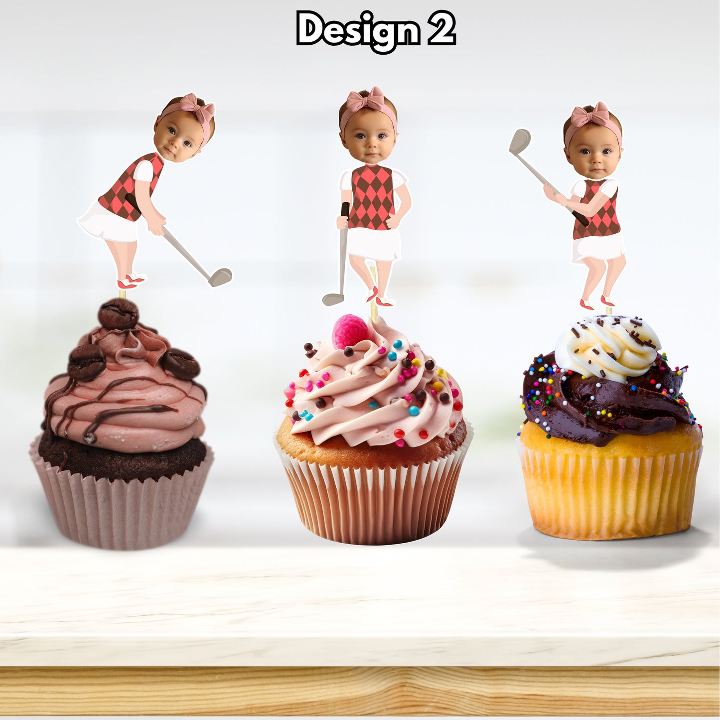 Personalized Golfer Cupcake Toppers