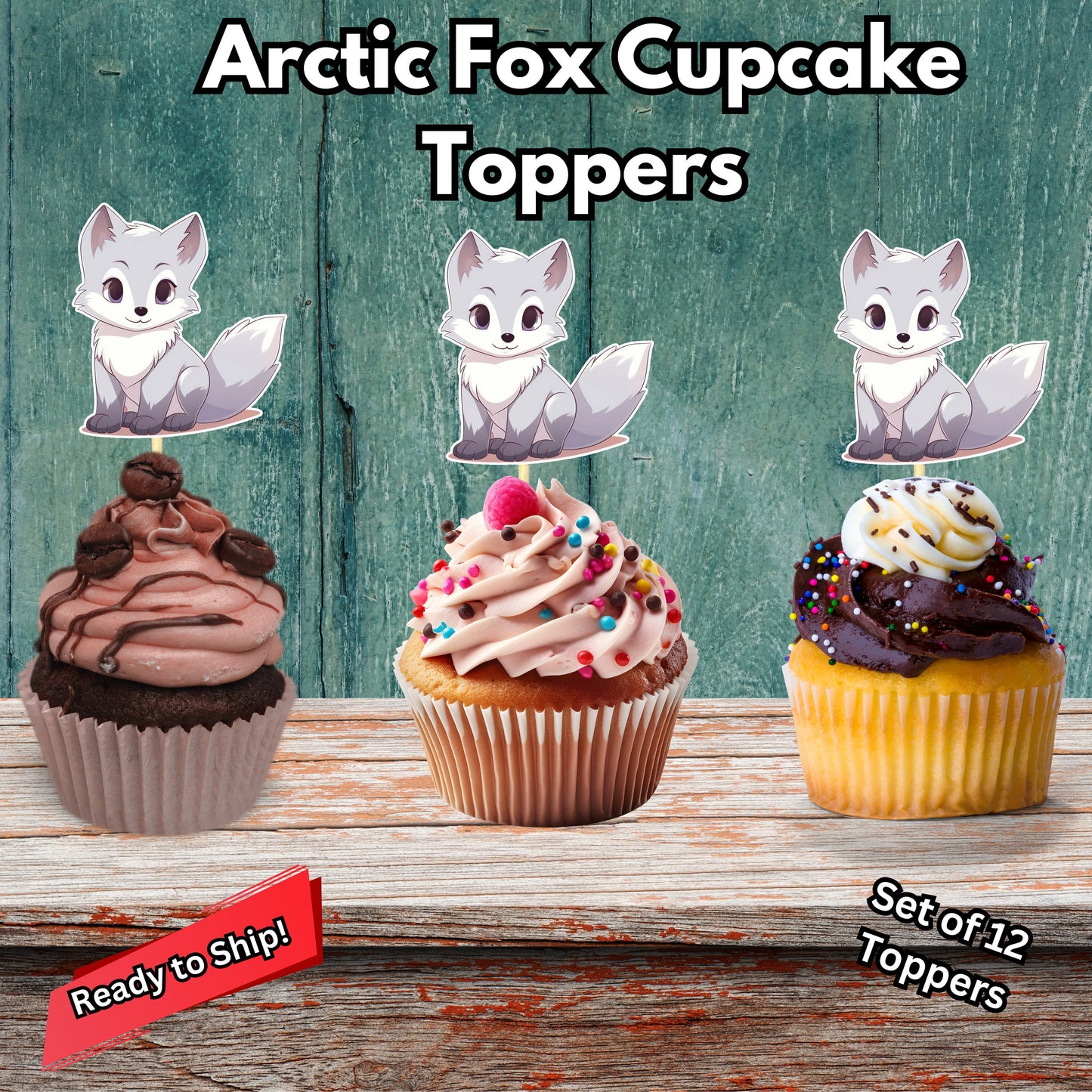 Arctic Fox Cupcake Toppers