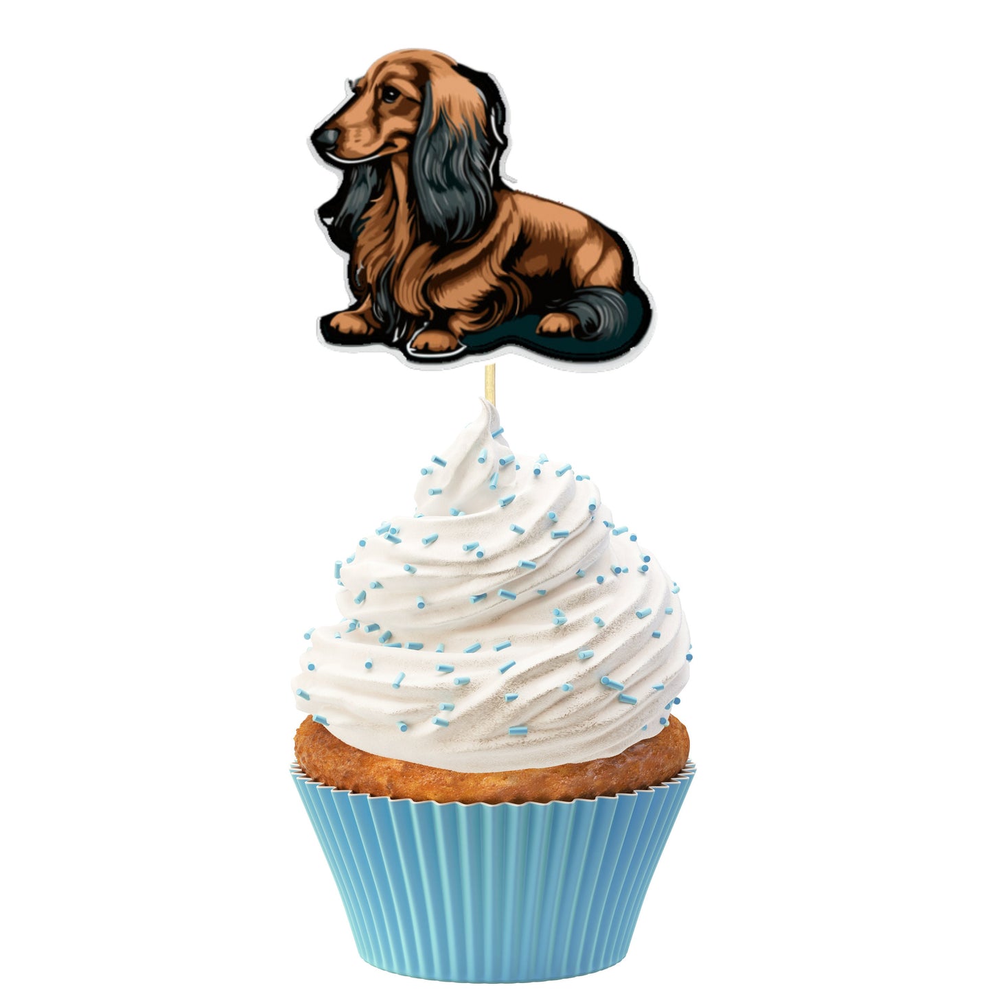 Longhair Dachshund Cupcake Toppers