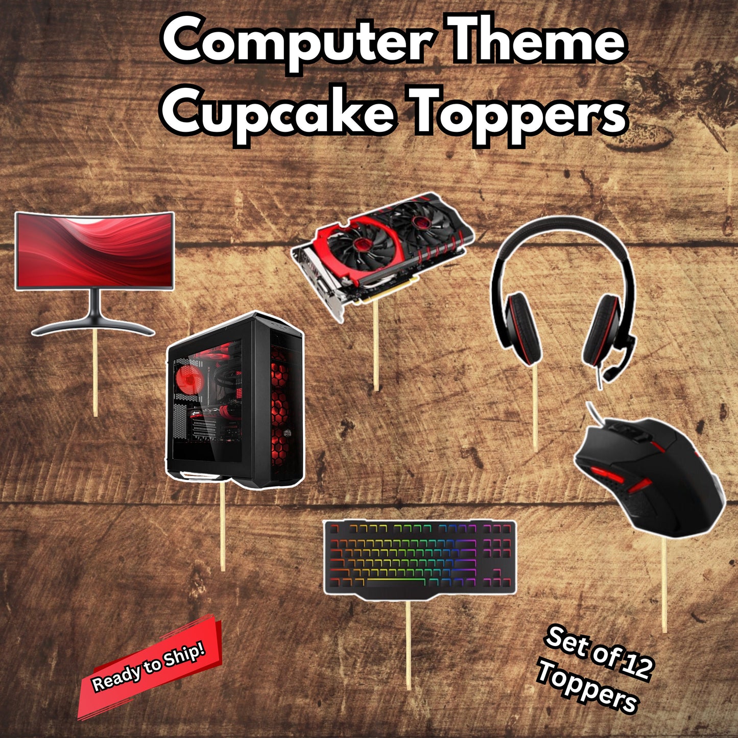 Computer Theme Cupcake Toppers