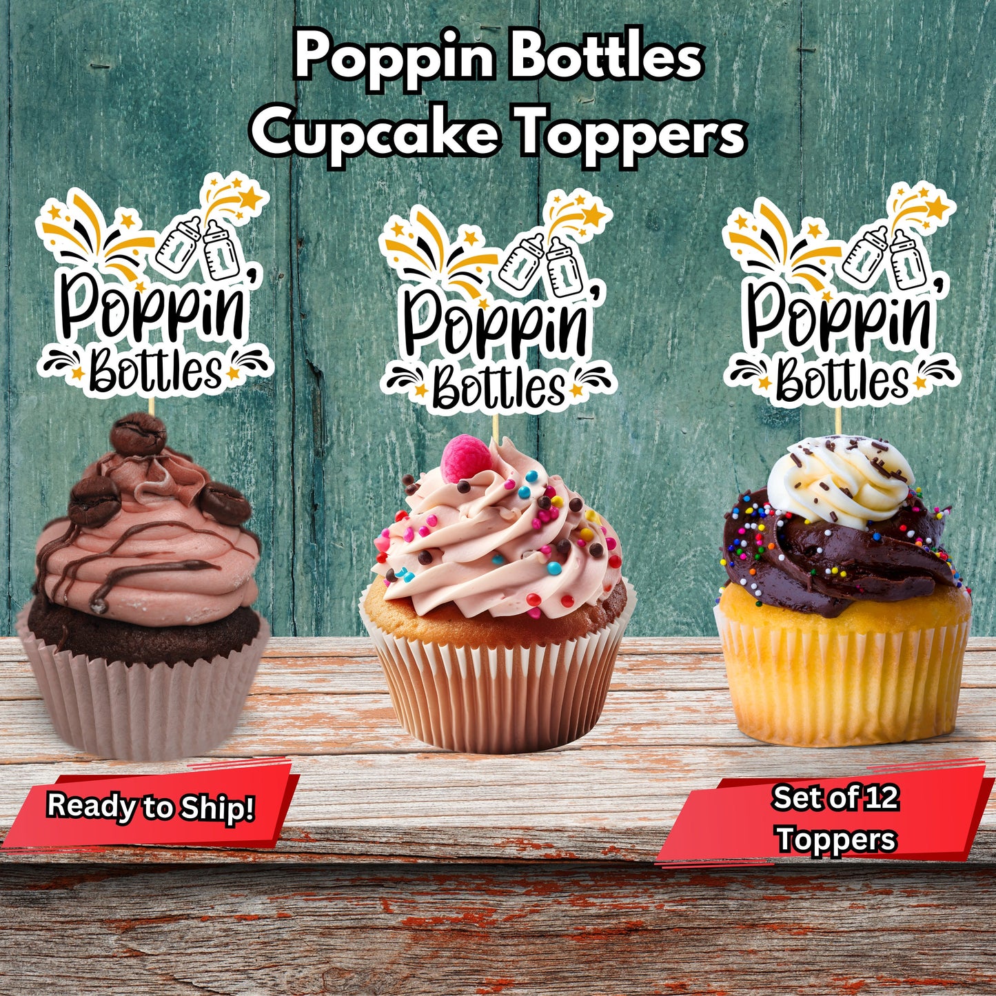 Poppin Bottles Cupcake Toppers