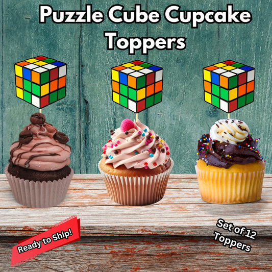 Puzzle Cube Cupcake Toppers