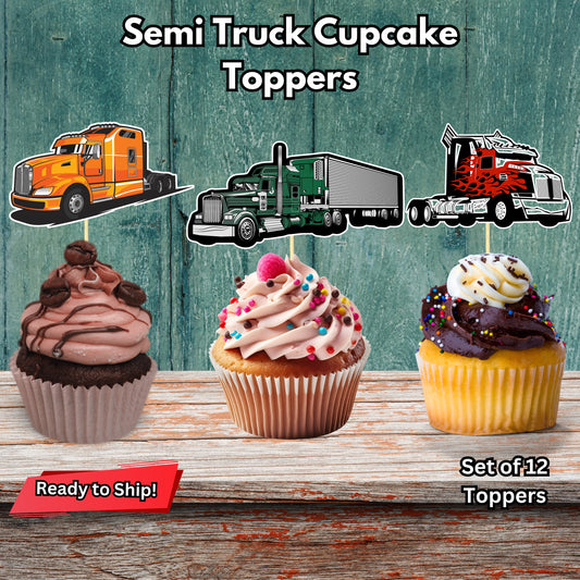 Semi Truck Cupcake Toppers