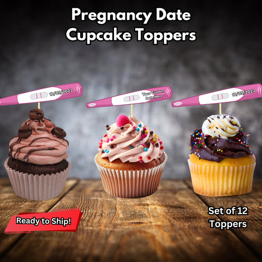 Personalized Pregnancy Date Cupcake Toppers