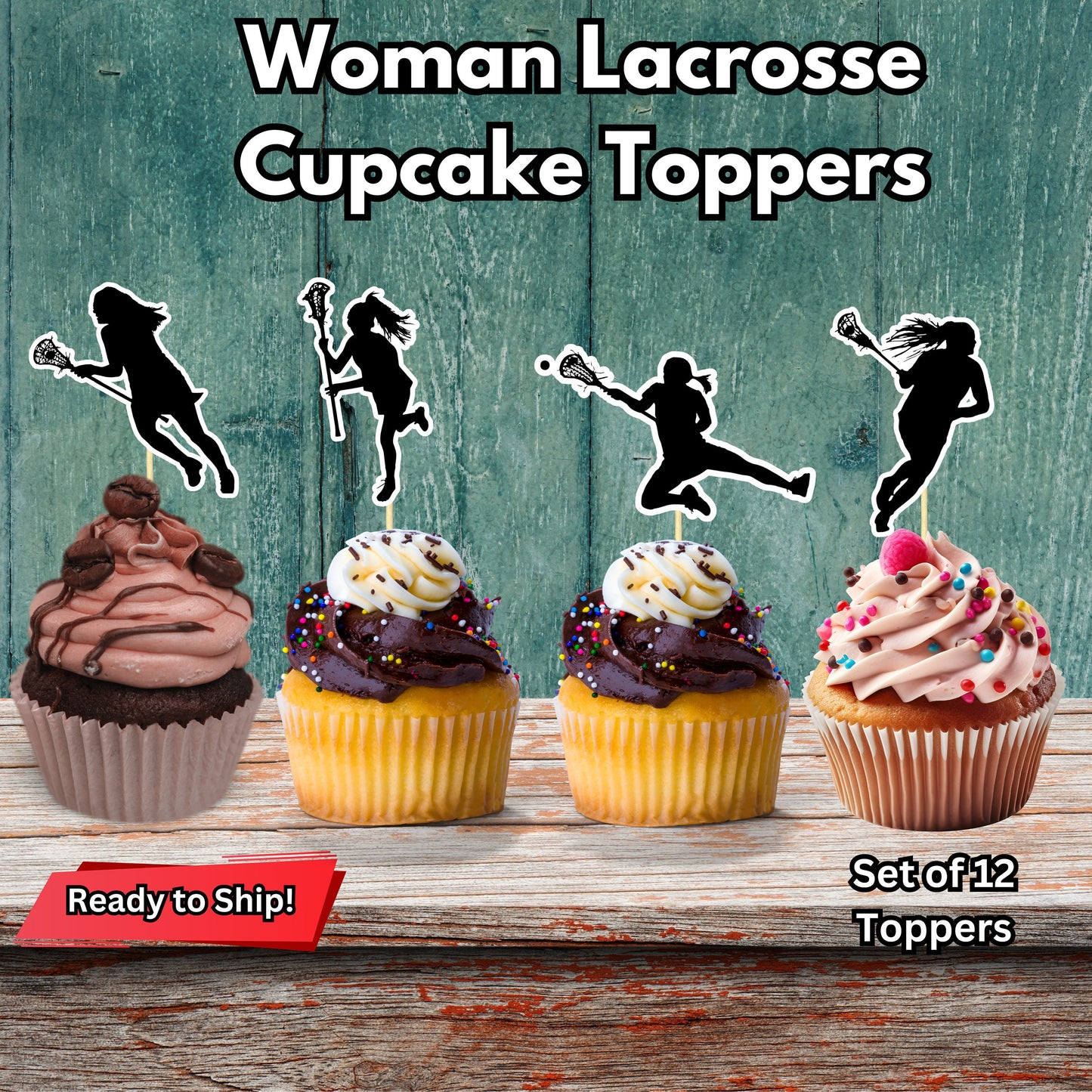 Woman Lacrosse Cupcake Toppers