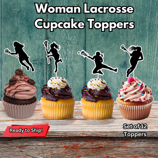 Woman Lacrosse Cupcake Toppers