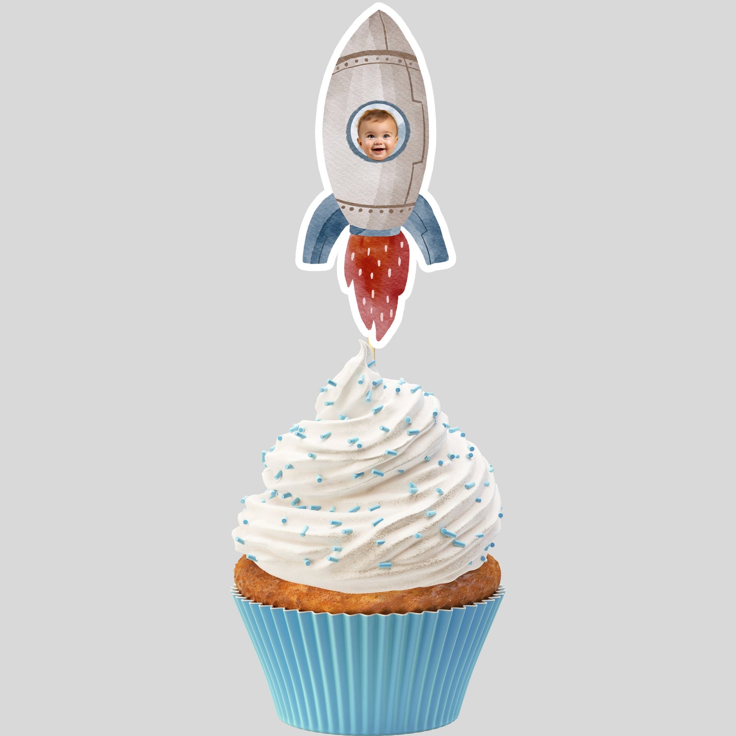 Personalized Baby Astronaut Cupcake Toppers