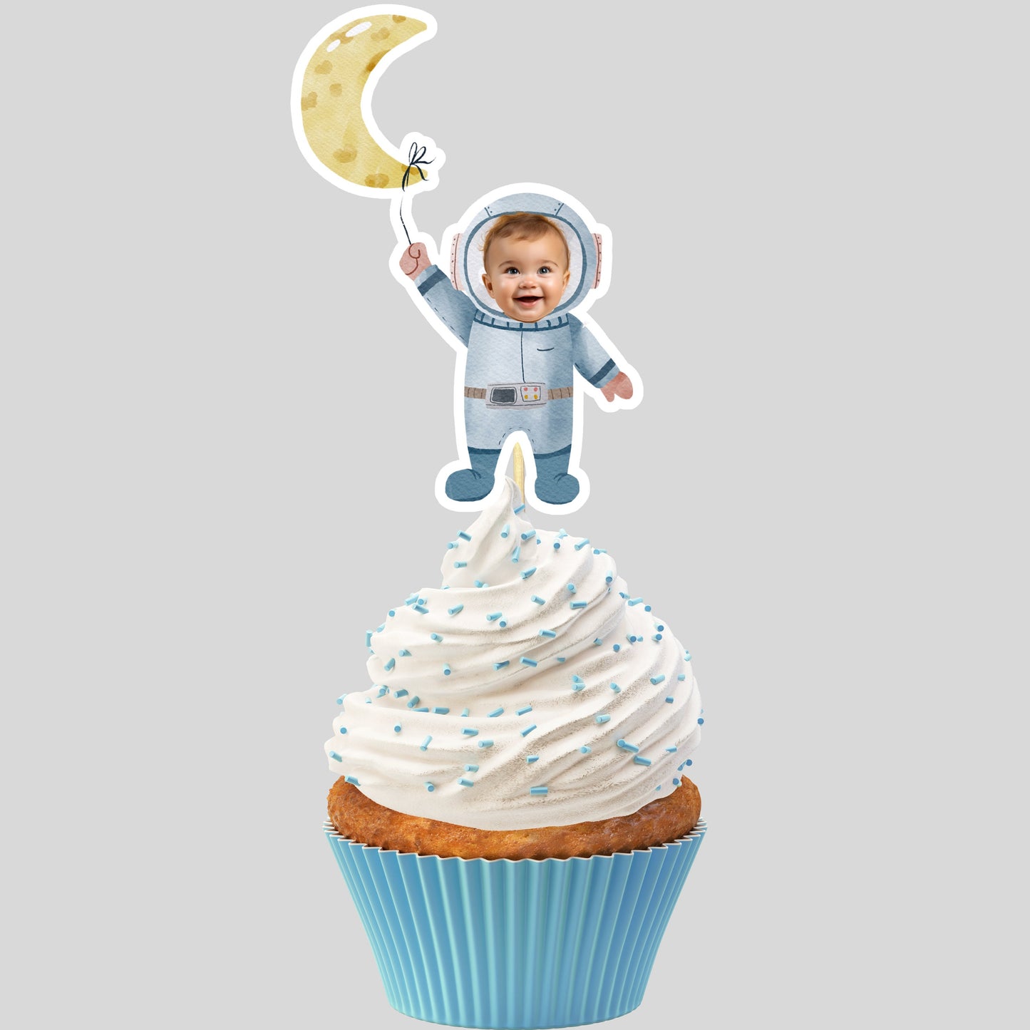 Personalized Baby Astronaut Cupcake Toppers