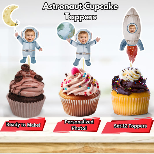 Personalized Baby Astronaut Cupcake Toppers