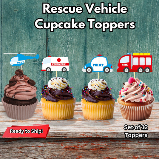 Rescue Vehicle Cupcake Toppers