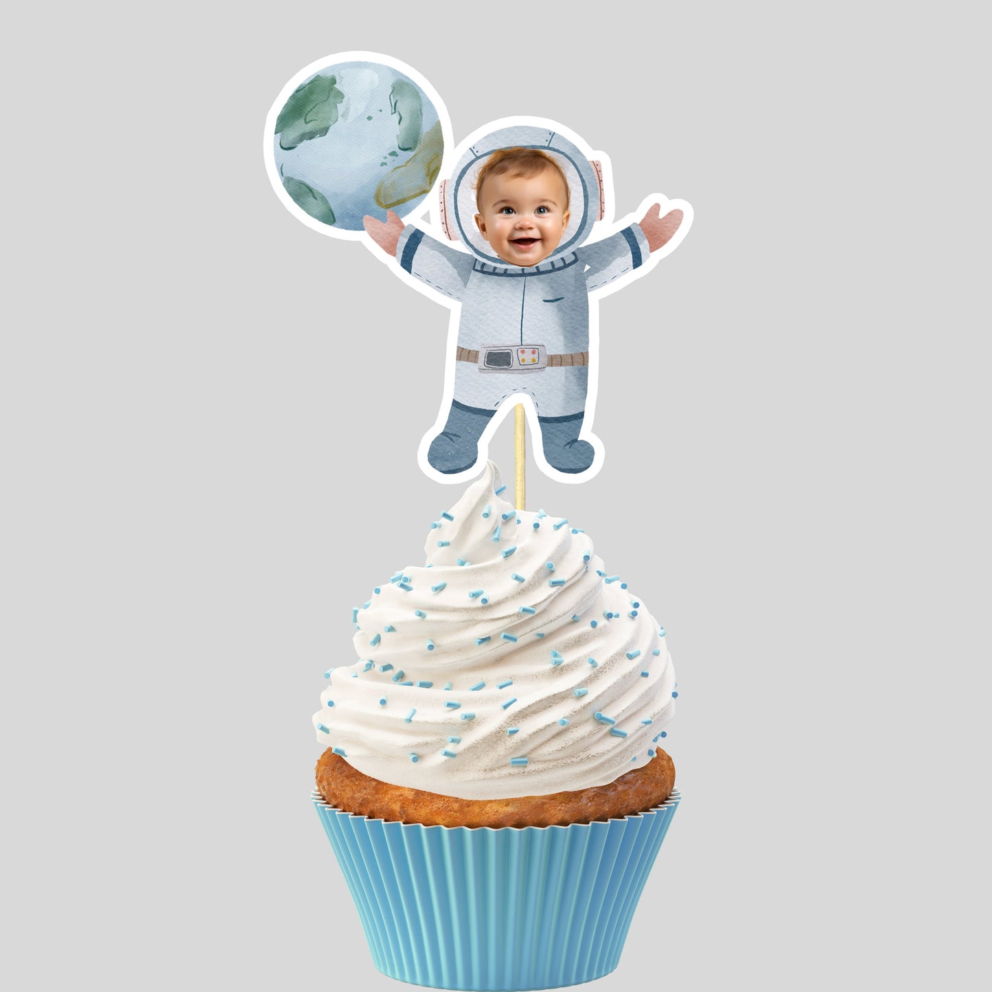 Personalized Baby Astronaut Cupcake Toppers